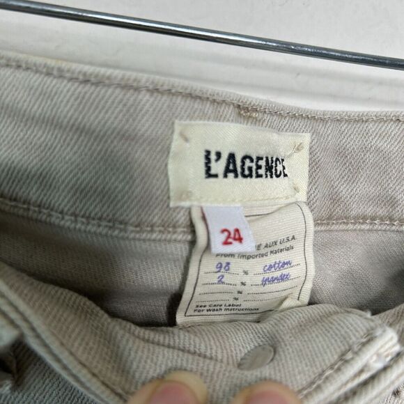 L'Agence High Line High Rise Skinny Distressed Jeans in Biscuit 24 - Picture 9 of 10